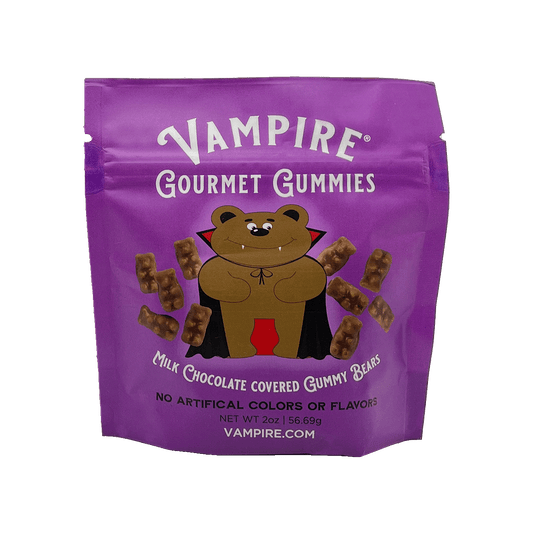 VAMPIRE® GOURMET CHOCOLATE COVERED GUMMY BEARS - 2 oz. BAG